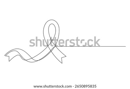Awareness Ribbon in Continuous Line Art, National cancer awareness day design continuous line art