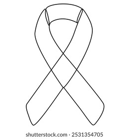 Awareness ribbon continuous line drawing. Breast cancer linear symbol. Vector illustration isolated on white.