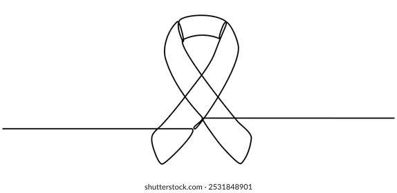 Awareness ribbon continuous line drawing. Health linear concept. Vector illustration isolated on white.
