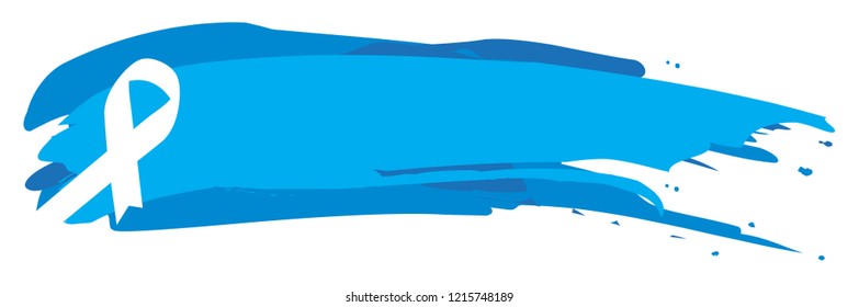 awareness ribbon design in brush paint blue colour in white background Vector illustration