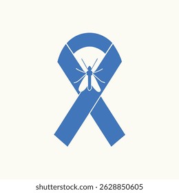 Awareness ribbon design with mosquito symbol depicting insect-borne disease prevention