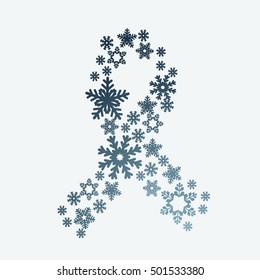 Awareness Ribbon  in the form of snowflake against breast cancer. Vector illustration