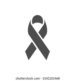 Awareness Ribbon Glyph Icon And Breast Cancer Sign