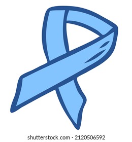 Awareness ribbon hand drawn doodle icon. Breast cancer AIDS ribbon.