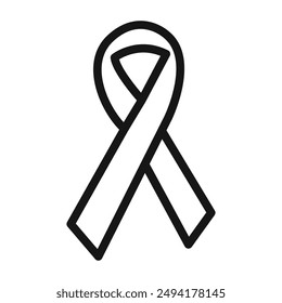 Awareness ribbon icon Black line art vector