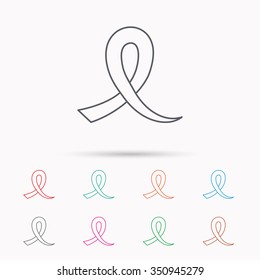 Awareness ribbon icon. Oncology sign. Linear icons on white background.