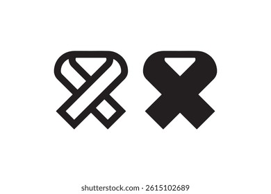 Awareness ribbon icon in outline and solid Vector