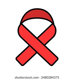 Awareness ribbon icon. Red ribbon, awareness, support, cause, charity, solidarity, health, awareness symbol, ribbon.