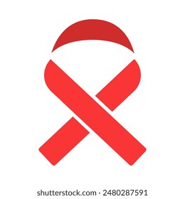 Icono de cinta de reconocimiento. Cinta roja, conciencia, Asistencia, causa, caridad, solidaridad, salud, conciencia, símbolo, cinta.