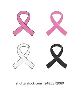 Awareness ribbon icon set isolated vector illustration on white background.