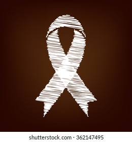 Awareness ribbon icon. Vector illustration with chalk effect