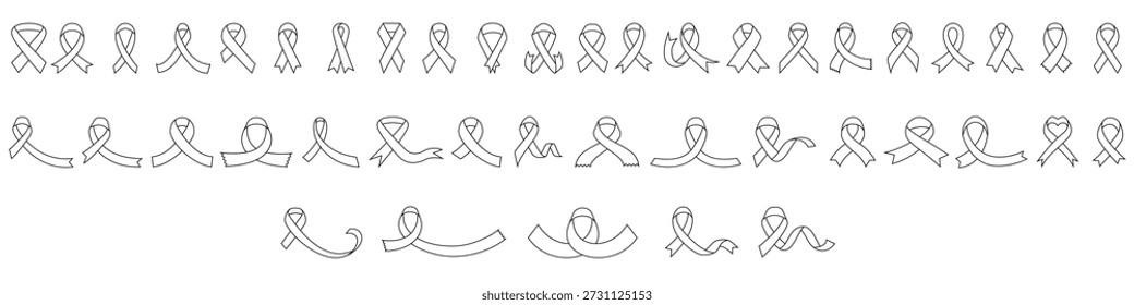 Bekanntheitsband-Symbol, Vektorsatz. Zeichensammlung für die Multifunktionsleisten-Illustration.  Krebsbandsymbol oder -logo.