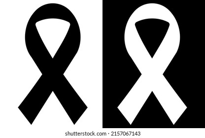 Awareness ribbon icons. Two-tone version on black and white background