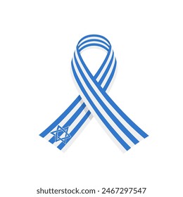 Awareness ribbon Israel flag on white background.