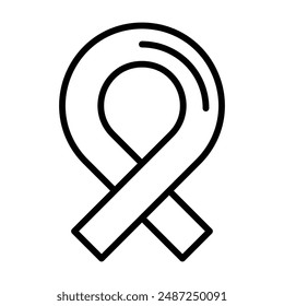 Awareness ribbon linear logo mark in black and white