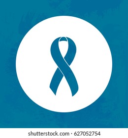 Awareness ribbon. Navy Blue. Isolated icon. Watercolor painted background.