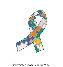 Awareness ribbon on white background. Concept of autism spectrum