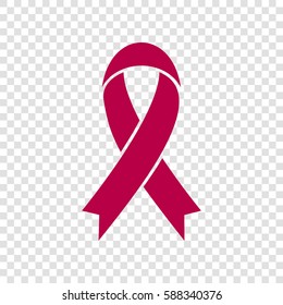 Awareness ribbon sign. Vector. Bordo icon on transparent background.