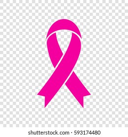 Awareness ribbon sign. Vector. Magenta icon on transparent background.