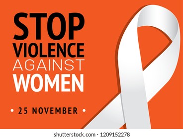 awareness ribbon Stop Violence Against Women in the International Day for the Elimination of Violence against Women Vector illustration