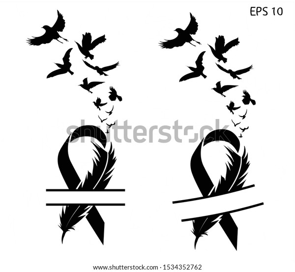 Download Awareness Ribbon Suicide Loss Ribbon Feather Stock Vector ...