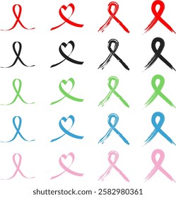 Awareness ribbon symbol hand drawn, grunge, brush