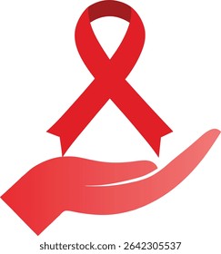 Awareness Ribbon Symbolizing Unity and Hope for Combating a Global Epidemic Displayed Over a World Map	
