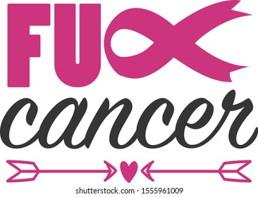 Awareness ribbon vector. Breast cancer saying illustration.