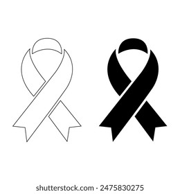 Awareness ribbon vector icons and graphic templates. Editable stroke outline icon. Isolated white background