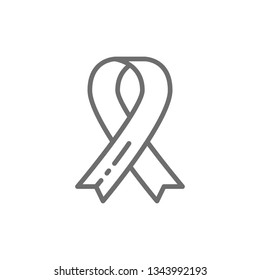 Awareness Ribbon, Volunteering Line Icon.