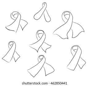 Awareness ribbons of common cancer vector
