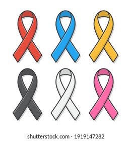 Awareness Ribbons Vector Icon Illustration. Ribbon Flat Icon