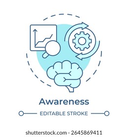Awareness soft blue concept icon. Recognizing need for change. Information about organizational shifts. ADKAR model. Round shape line illustration. Abstract idea. Graphic design. Easy to use