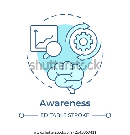 Awareness soft blue concept icon. Recognizing need for change. Information about organizational shifts. ADKAR model. Round shape line illustration. Abstract idea. Graphic design. Easy to use