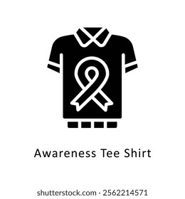 Awareness Tee Shirt Vector Gylph Icon. Eps File 10
