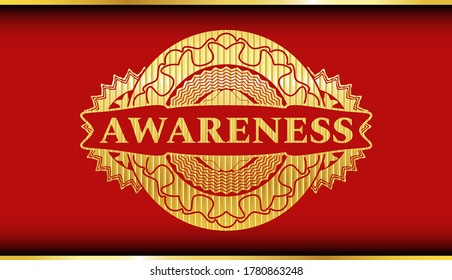 Awareness text inside Gold and Red color badge. Traditional exquisite background. Intense illustration. 