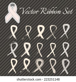 awareness white ribbons set