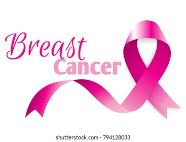 Awareness woman October month. Pink ribbon with soft shadow support charity against breast cancer. Medical banner. Survivor concept poster female day card.