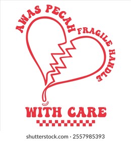 AWAS PECAH FRAGILE HANDLE WITH CARE - Valentines Day T-shirt Design