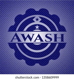 Awash badge with denim background