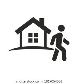 Away From Home Icon. Leaving Home. Walking Outside. Outdoors. Vector Icon Isolated On White Background.