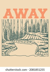 ilustración de impresión vectorial de naturaleza alejada
