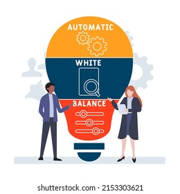 AWB - Automatic White Balance acronym. business concept background. vector illustration concept with keywords and icons. lettering illustration with icons for web banner, flyer, landing pag