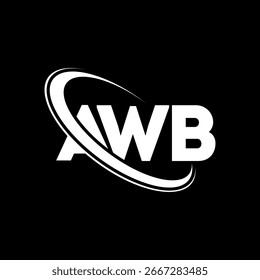 Logo de AWB. Diseño del logotipo de la letra AWB. Logotipo de AWB vinculado con el círculo y el logotipo del monograma en mayúsculas. Tipografía AWB para tecnología, negocio y marca inmobiliaria.