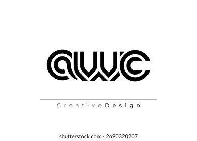 AWC Creative Unique Modern Letter Logo Design. Elegant Monogram Logo Design with Decorative Elements and Typography