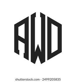 AWD Logo Design. Initial Letter AWD Monogram Logo using Hexagon shape