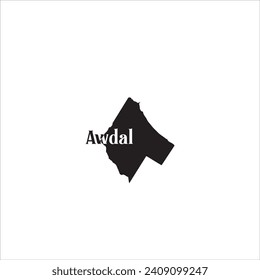 Awdal Somalia map and black lettering design on white background