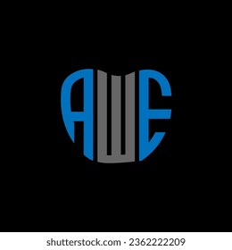 Diseño creativo del logo de la carta AWE. Diseño único AWE.
