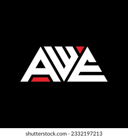 AWE triangle letter logo design with triangle shape. AWE triangle logo design monogram. AWE triangle vector logo template with red color. AWE triangular logo Simple, Elegant, and Luxurious design.