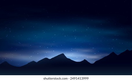 awe-inspiring beauty stunning night sky banner with mountain and star vector